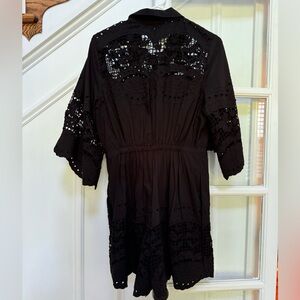 Ranna Gill lace buttondown romper